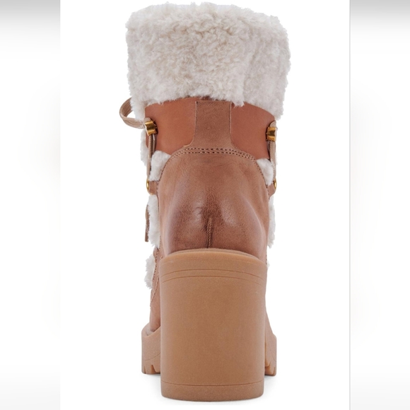 Dolce Vita Celtic Boots Brown Leather Lug Sole Faux Fur Designer Luxury #559 - Picture 4 of 17